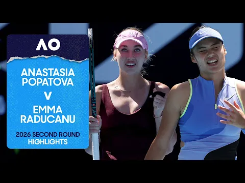 Anastasia Potapova in Emma Raducanu Highlights | Australian Open 2026 Second Round - YouTube thumbnail