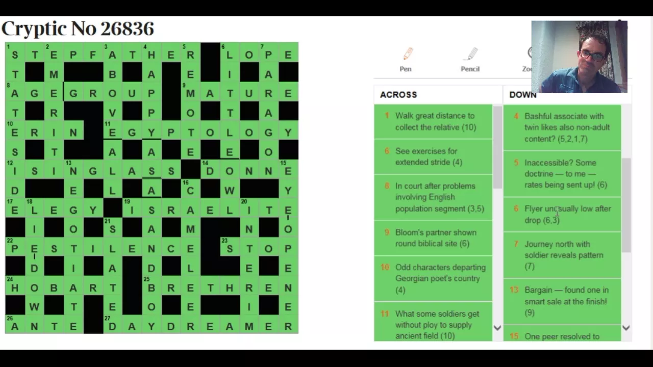 Solving The Times crossword on 21 Sept 2017