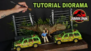 DIORAMA JURASSIC PARK (TUTORIAL) ESCAPE DE LA T-REX #jurassicworld #toys #dinosaur #diorama 