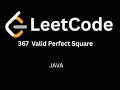 LeetCode 367 Valid Perfect Square Binary Search Java Solution Hindi