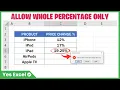 Allow Whole Percentage Only - Excel Data Validation