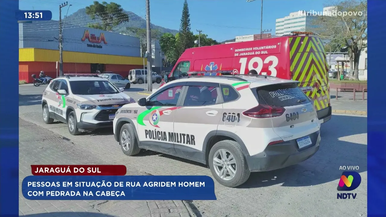 Jaraguá do Sul: pessoas em situação de rua agridem homem com pedrada na cabeça