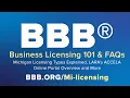 BBB Business Licensing 101 FAQs Michigan Licensing Types Explained ACCELA Online Portal Overview
