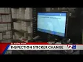 Mass changing vehicle inspection sticker system