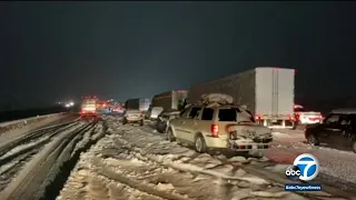 5 Fwy through Grapevine 15 Fwy through Cajon Pass closed after storm drops heavy snow ABC7
