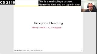 CS 2110 Exceptions Lecture Recording