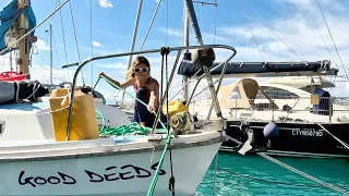 Springs that SAVED our cleat, NEW isolator switch and WE GET CAUGHT in the mooring lines AGAIN!