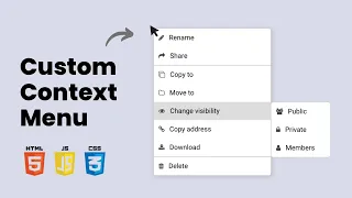 Create Custom Right Click Menu Context Menu using HTML CSS JavaScript
