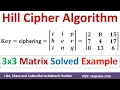 2 Hill Cipher Solved Example 3x3 Key Matrix Hill Cipher Encryption and Decryption Mahesh Huddar