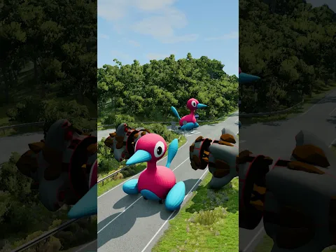 Pink Duck Car Vs Alien Ship Bollard BeamNG.Drive #Shorts
