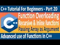 function overloading in c recursive function in c inline function in c C Tutorial 20