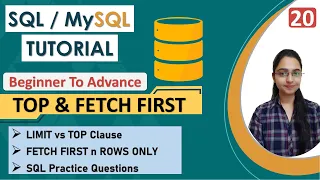 20 - TOP Clause in SQL FETCH FIRST Clause LIMIT vs TOP SQL Practice Query Oracle SQL Server