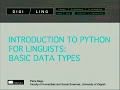 DigiLing - Introduction to Python for Linguists