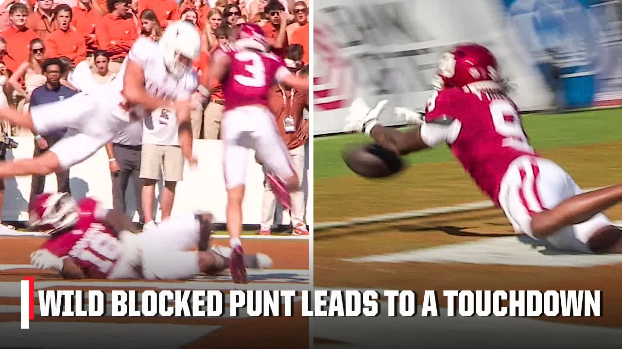 WILD BLOCKED PUNT LEADS TO A TOUCHDOWN FOR OKLAHOMA VS. TEXAS 🤯 | ESPN College Football