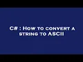 C How to convert a string to ASCII