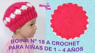 Como tejer a crochet la Boina N° 18/ niñas de 1a 4 años en PUNTO ENTRECRUZADO y BASE ESPIRAL RELIEVE