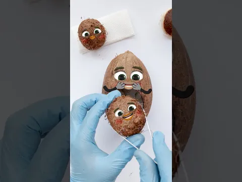 Coconut Fruitsurgery - Beautiful Twins + little extra🤮🤣 #shorts #funny #fruit