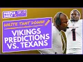 Minnesota Vikings predictions vs Texans Jalen Nailor Stefon Diggs and more