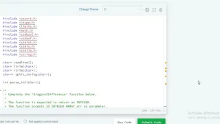 Diagonal Difference hackerrank solution in c