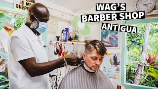 Haircut in One of a Kind Authentic Old Caribbean Barbershop Wag s Barbershop Antigua and Barbuda