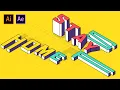 Simple Isometric Typography Text Animation - Adobe Illustrator After Effects Tutorial