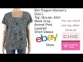 Kim Rogers Women s Size L Top Black Gray Animal Layered Print Short Sleeve