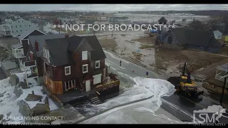 3-6-2018 Marshfield Ma huge waves high tide causing flooding on broken seawall drone