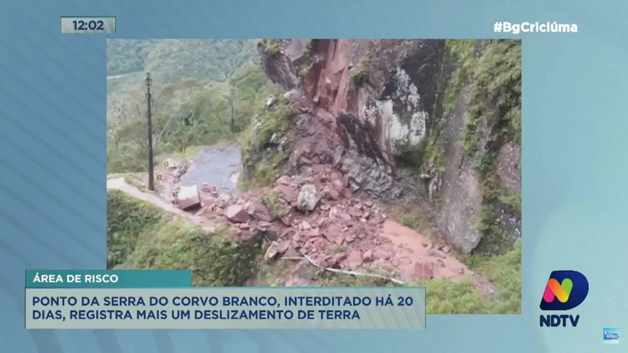 Ponto da Serra do Corvo Branco, interditado há 20 dias, tem novo registro de deslizamento