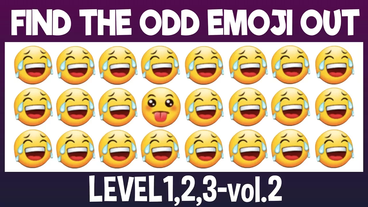 Find The Odd Emoji Out:3Levels1,2,3-vol.2| Spot The Difference Emoji| Emoji Puzzles