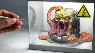 Diorama of Predator Trapped in a Snake Venom Laboratory