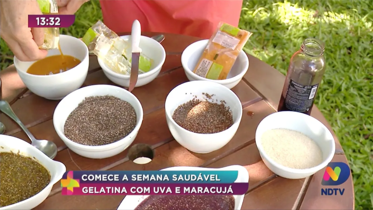 Comece a semana saudável, prepare gelatina com uva e maracujá