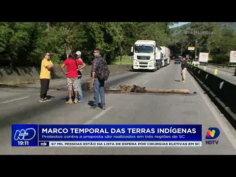 Indígenas protestam contra Marco Temporal em três regiões de Santa Catarina