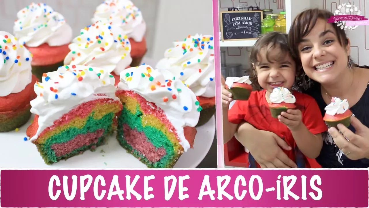 CUPCAKE DE ARCO ÍRIS (ESPECIAL DIA DAS CRIANÇAS!) #395 RECEITAS DA MUSSINHA