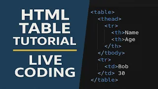 HTML Table Tutorial Live Coding - Practice Table Layouts Borders Headers Styling