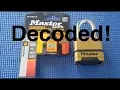 Picking 28 Master Magnum M175 combination padlock decoded using no tools decoded
