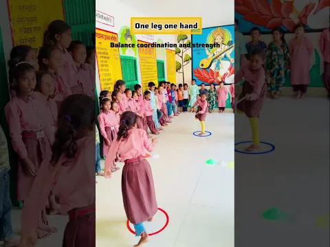 One hand one leg balance and concentration activity/teacher innovation #viral #trendingshorts #viral