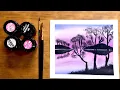 Simple Violet painting Reflection painting step by step tutorial for beginners Poster Colours