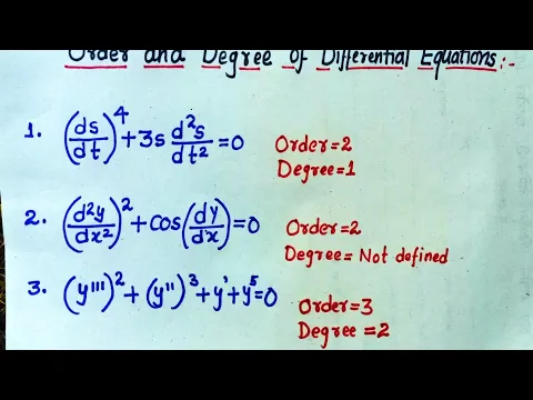 Download MP3 Order And Degree Of Differential Equations | Differential Equation Class 12