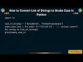 How to Convert List of Strings to Snake Case in Python