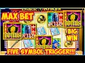 MAX BET 5 Symbol Trigger Black Knight Classic WMS Slot Machine Huge Win