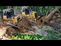 Amazing Bulldozer Skills Filling a Deep Lake to Build a Strong Dam CAT SHANTUI Bulldozers