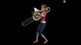Vanessa Bloome playing tuba to attract bees