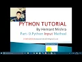 Python Input Method in Hindi Hemant Mishra Python Tutorial Part 9