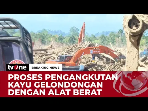 Alat Berat Masih Berjibaku Membersihkan Kayu Gelondongan di Aceh Tamiang