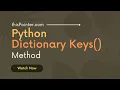 Python Dictionary keys Method