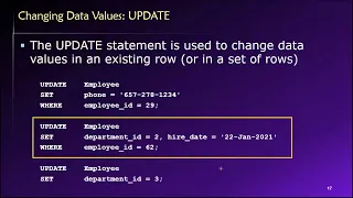 Topic 03 Part 07 - Modifying Data using the SQL UPDATE Statement