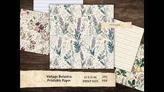 Vintage Botanica Printable Paper and Seamless Pattern