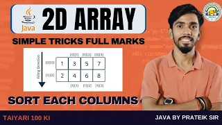 Sorting Of Each Column 2D Java Computer class 9 10 11 12 ISC ICSE By Prateik Sir