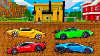 Aparece un GARAJE de COCHES GIGANTE Debajo de MI CASA en MINECRAFT 😱