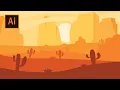Desert Landscape Flat Design tutorial in Illustrator